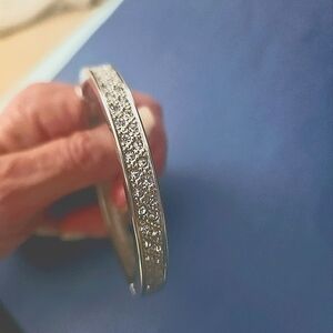 Bracelet, bangle, silver-stone with rhinestones